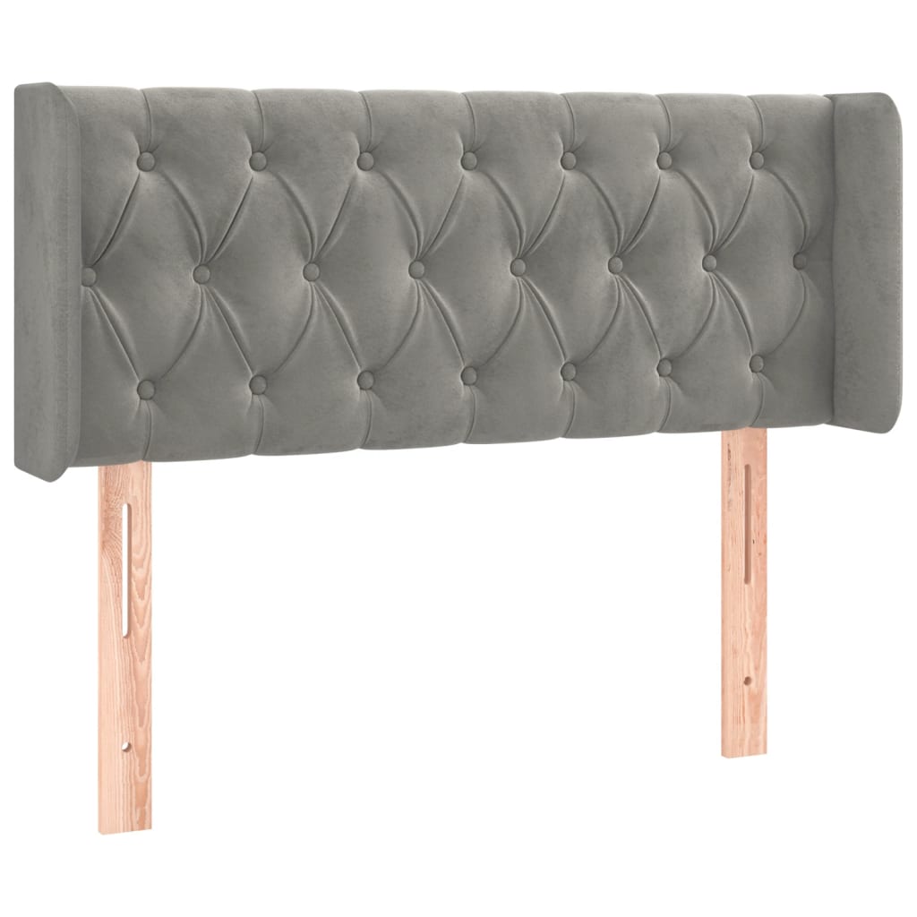 vidaXL Zagłówek do łóżka z LED, jasnoszary, 93x16x78/88 cm, aksamit