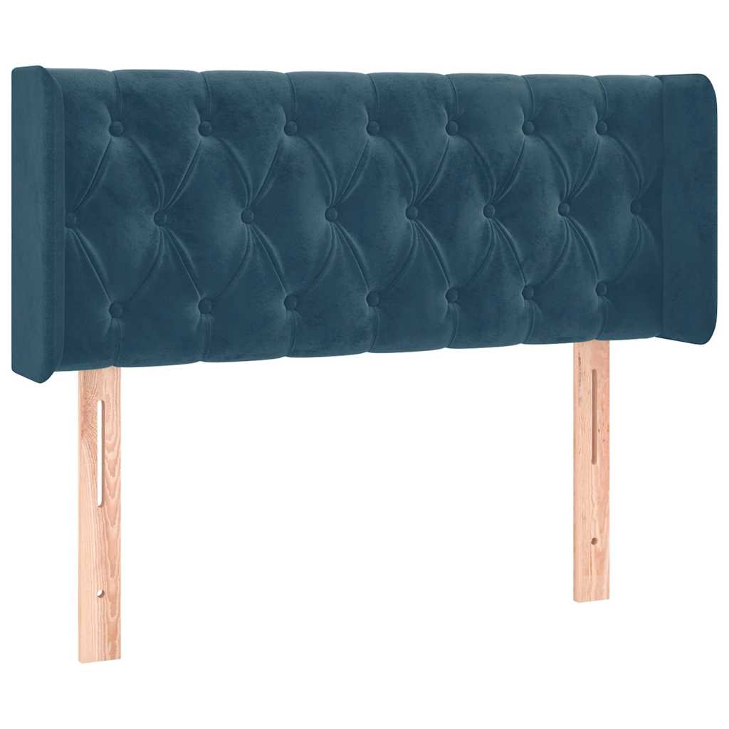 vidaXL Zagłówek do łóżka z LED ciemnoniebieski 103x16x78/88 cm aksamit