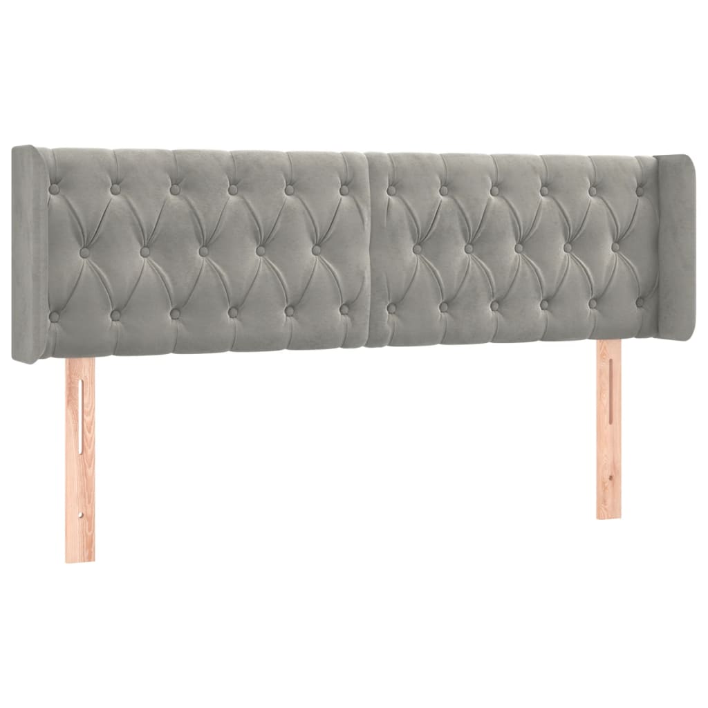 vidaXL Zagłówek do łóżka z LED, jasnoszary, 147x16x78/88 cm, aksamit