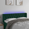 vidaXL Zagłówek do łóżka z LED, ciemnozielony, 147x16x78/88cm, aksamit