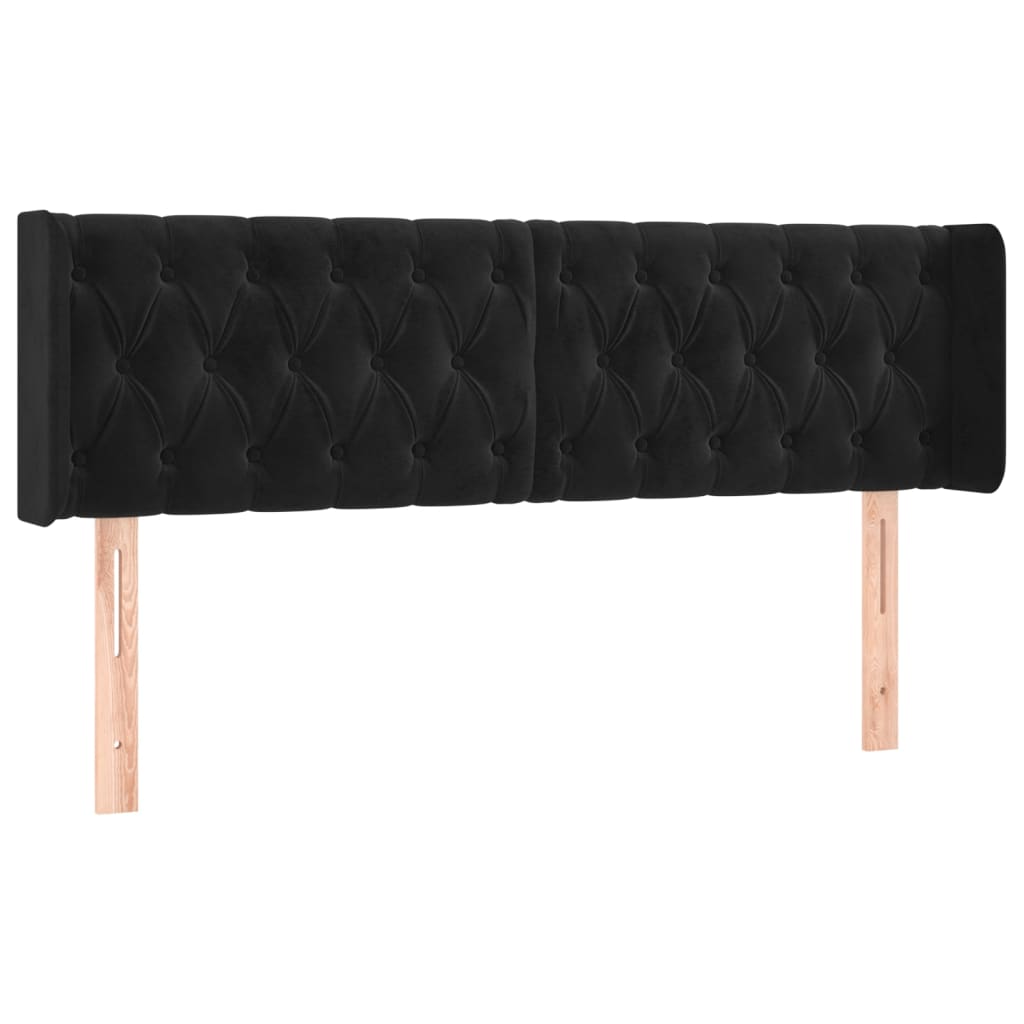 vidaXL Zagłówek do łóżka z LED, czarny, 163x16x78/88 cm, aksamit