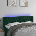vidaXL Zagłówek do łóżka z LED, ciemnozielony, 163x16x78/88cm, aksamit