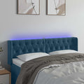 vidaXL Zagłówek do łóżka z LED ciemnoniebieski 163x16x78/88 cm aksamit