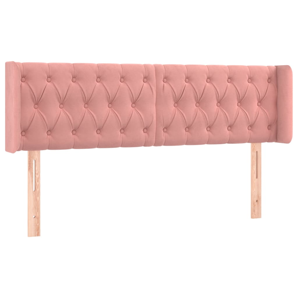 vidaXL Zagłówek do łóżka z LED, różowy, 163x16x78/88 cm, aksamit