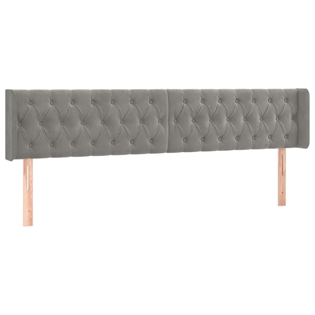 vidaXL Zagłówek do łóżka z LED, jasnoszary, 183x16x78/88 cm, aksamit