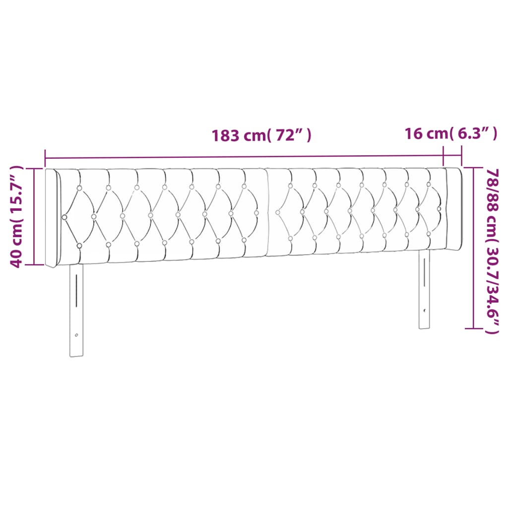 vidaXL Zagłówek do łóżka z LED, jasnoszary, 183x16x78/88 cm, aksamit