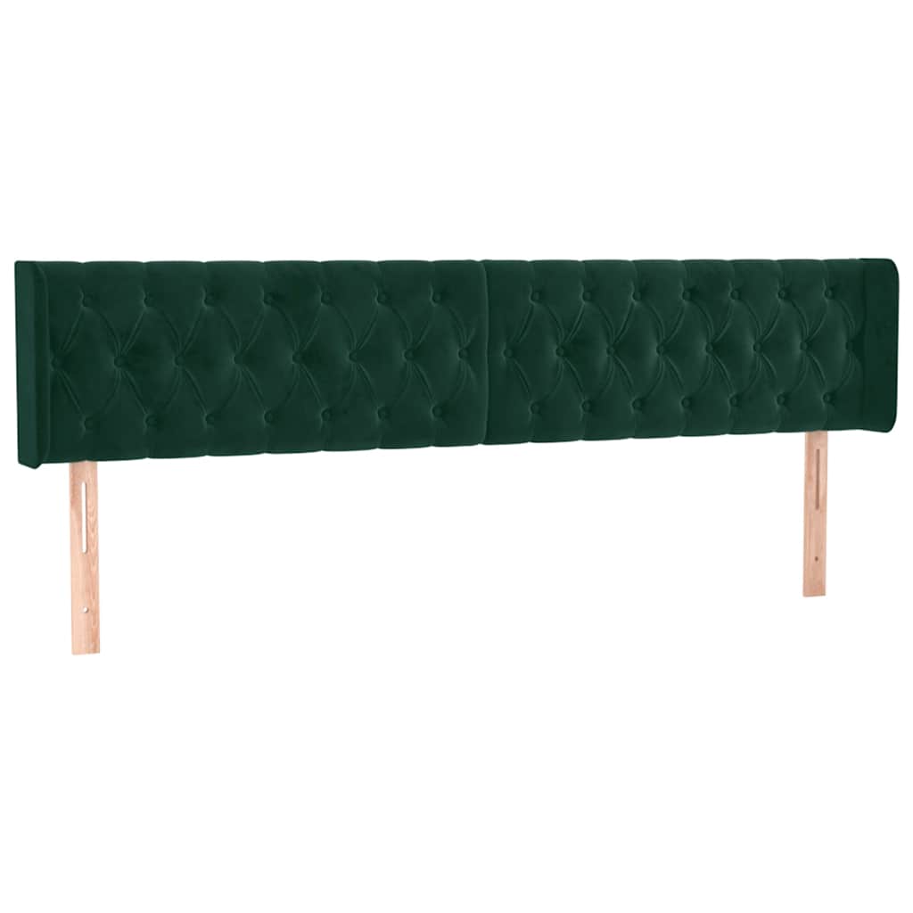 vidaXL Zagłówek do łóżka z LED, ciemnozielony, 183x16x78/88cm, aksamit