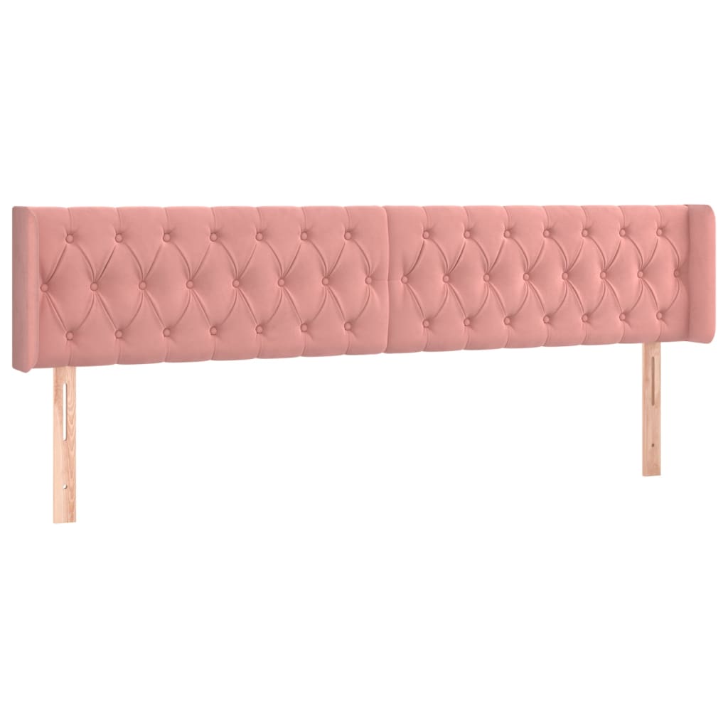 vidaXL Zagłówek do łóżka z LED, różowy, 183x16x78/88 cm, aksamit