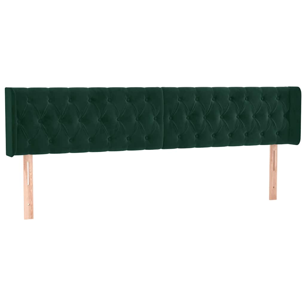 vidaXL Zagłówek do łóżka z LED, ciemnozielony, 203x16x78/88cm, aksamit