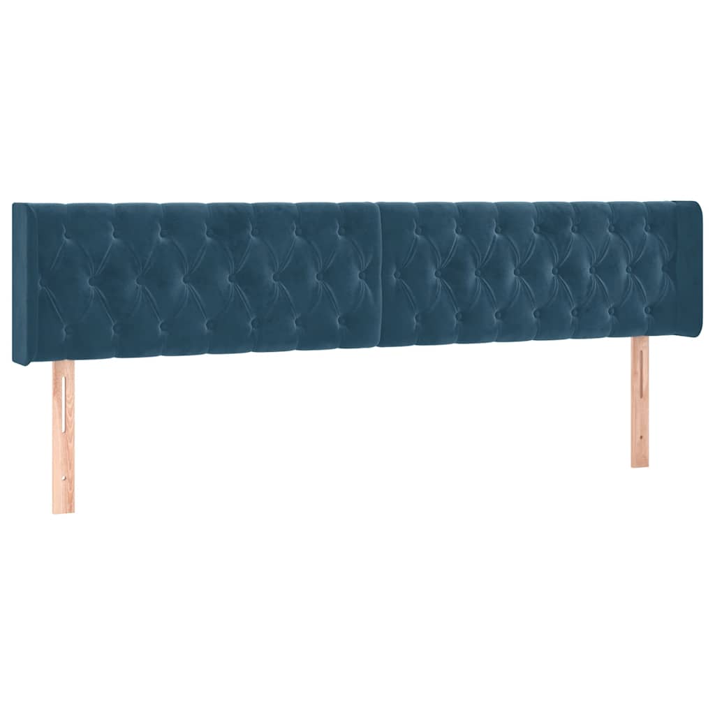 vidaXL Zagłówek do łóżka z LED ciemnoniebieski 203x16x78/88 cm aksamit