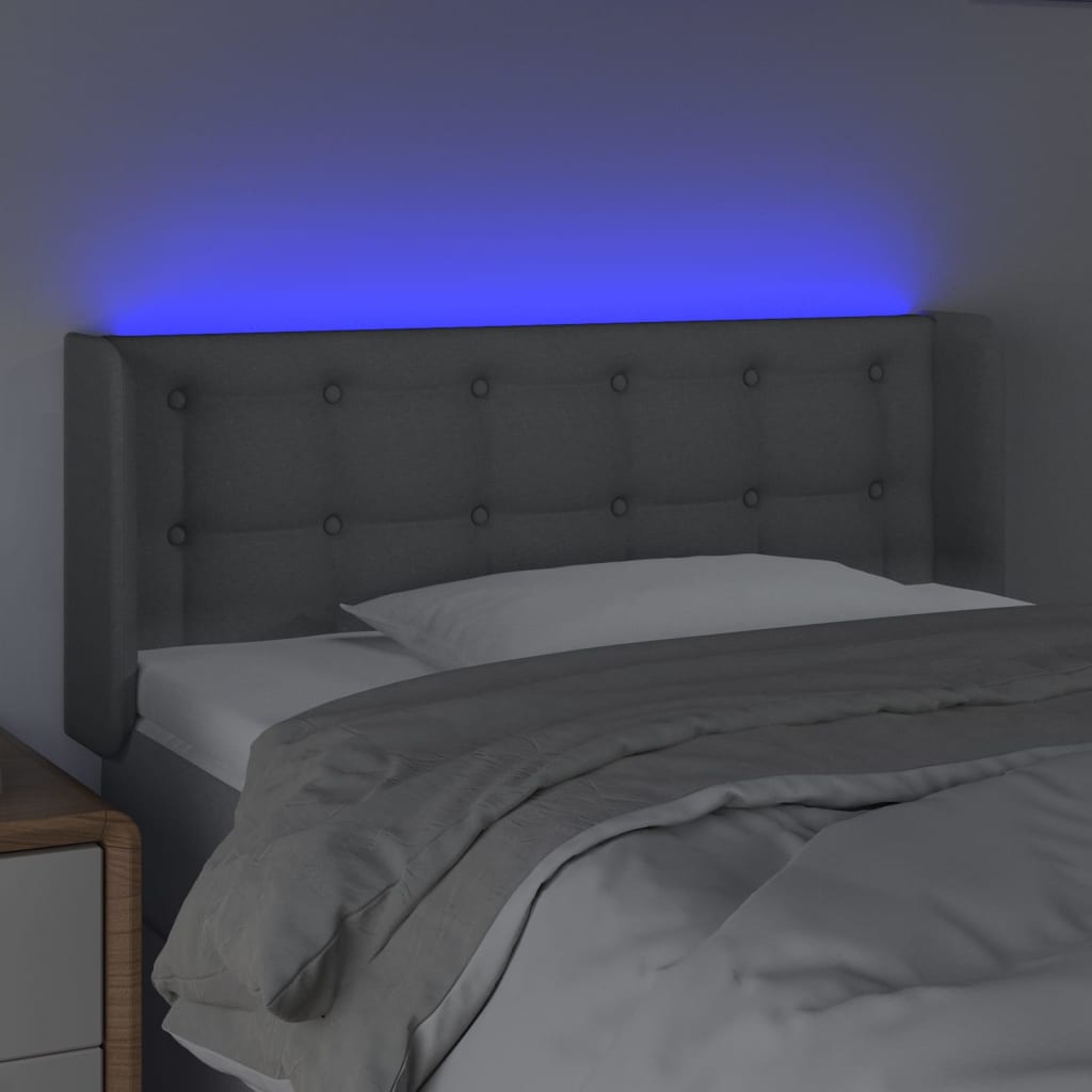 vidaXL Zagłówek do łóżka z LED, jasnoszary, 83x16x78/88 cm, tkanina
