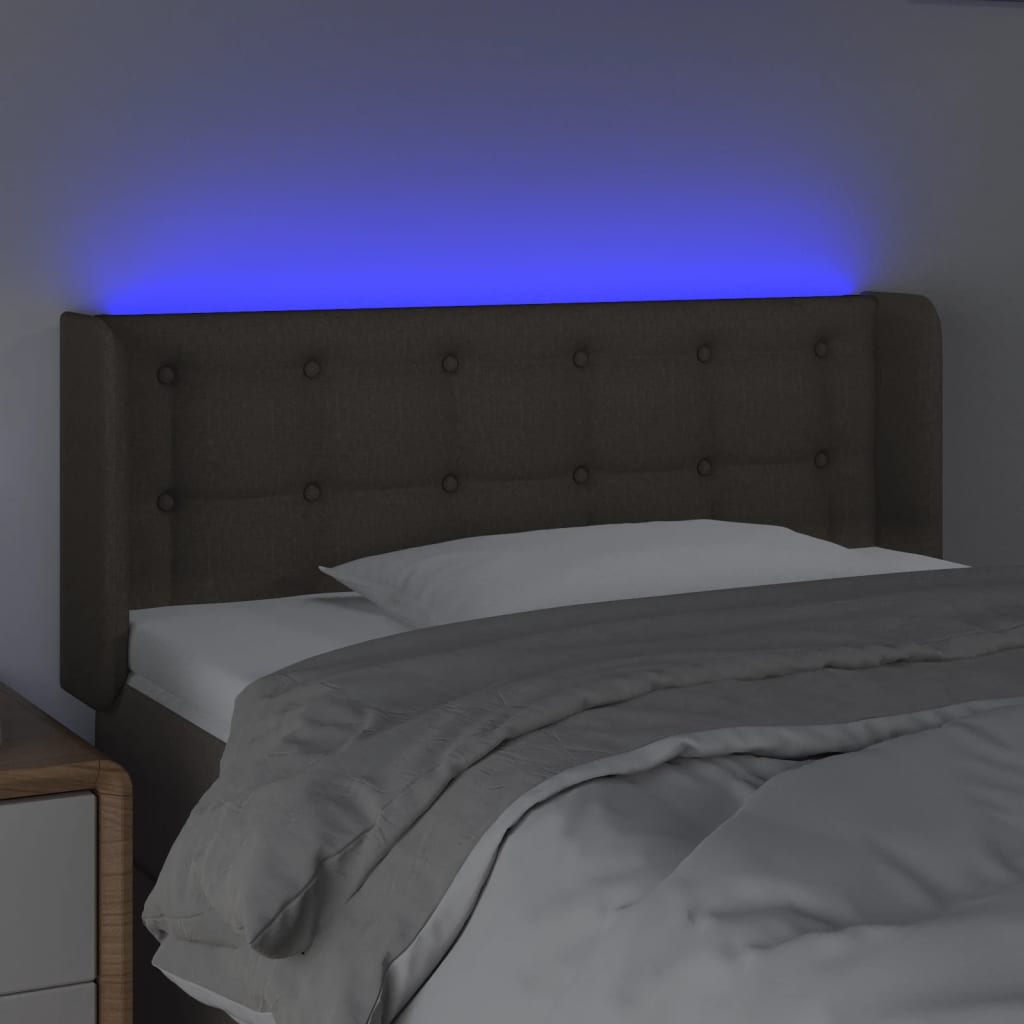 vidaXL Zagłówek do łóżka z LED, taupe, 93x16x78/88 cm, tkanina