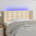 vidaXL Zagłówek do łóżka z LED, kremowy, 93x16x78/88 cm, tkanina
