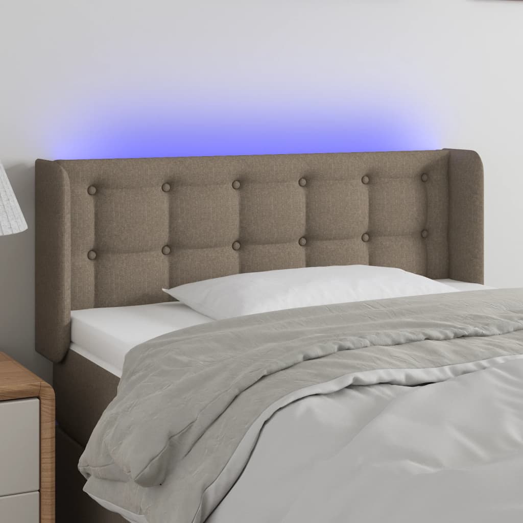 vidaXL Zagłówek do łóżka z LED, taupe, 103x16x78/88 cm, tkanina