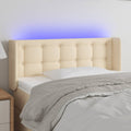 vidaXL Zagłówek do łóżka z LED, kremowy, 103x16x78/88 cm, tkanina