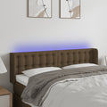 vidaXL Zagłówek do łóżka z LED, ciemnobrązowy, 147x16x78/88cm, tkanina