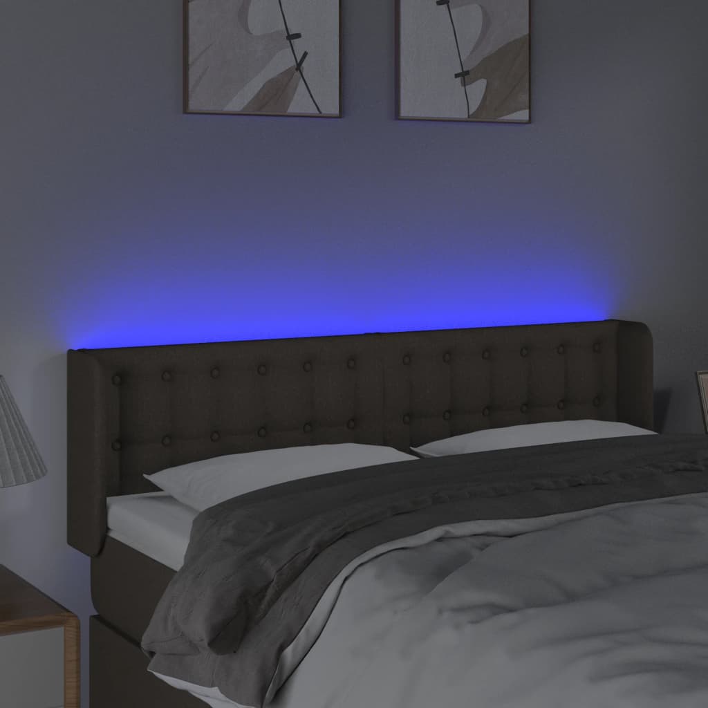 vidaXL Zagłówek do łóżka z LED, taupe, 147x16x78/88 cm, tkanina