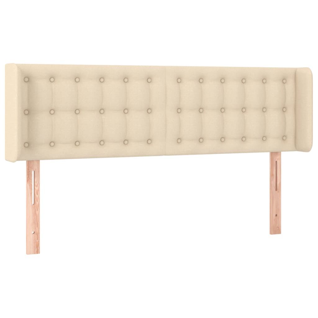 vidaXL Zagłówek do łóżka z LED, kremowy, 147x16x78/88 cm, tkanina
