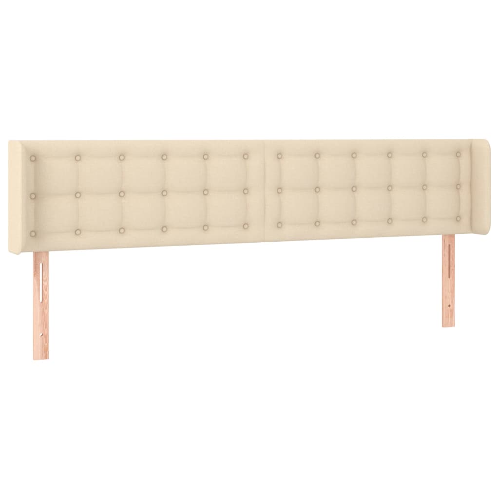 vidaXL Zagłówek do łóżka z LED, kremowy, 163x16x78/88 cm, tkanina