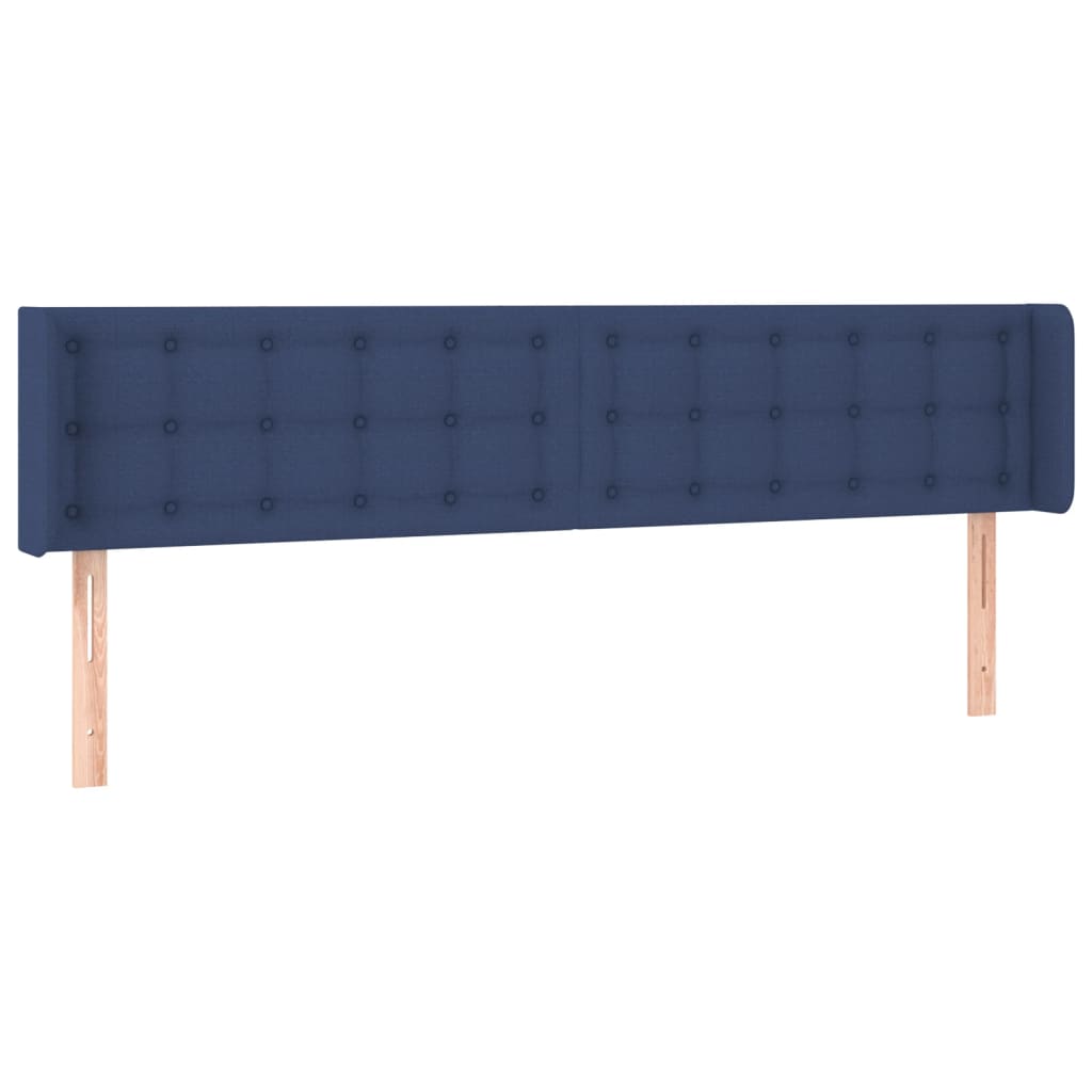 vidaXL Zagłówek do łóżka z LED, niebieski, 163x16x78/88 cm, tkanina