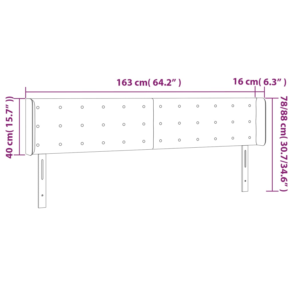 vidaXL Zagłówek do łóżka z LED, niebieski, 163x16x78/88 cm, tkanina