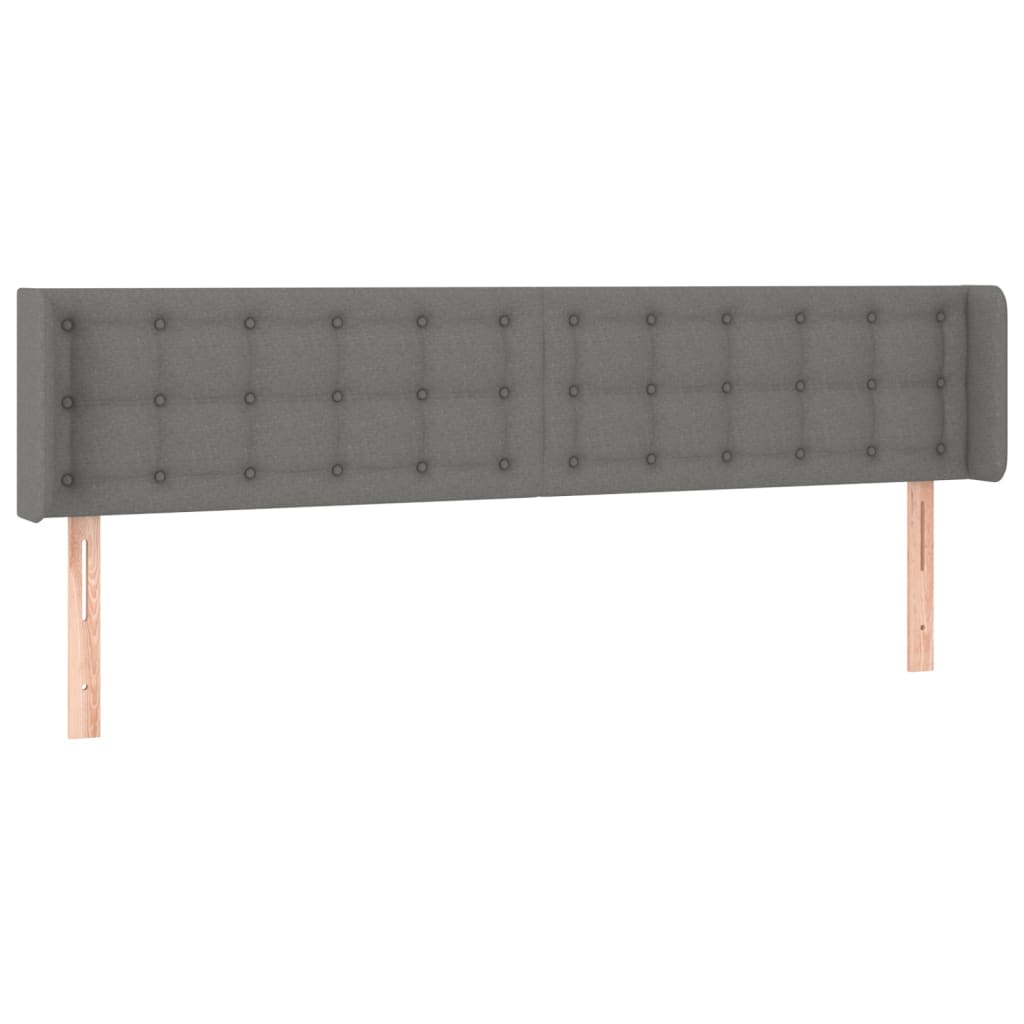 vidaXL Zagłówek do łóżka z LED, ciemnoszary, 183x16x78/88 cm, tkanina