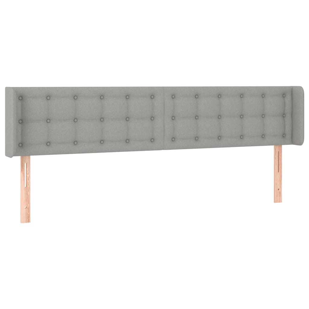 vidaXL Zagłówek do łóżka z LED, jasnoszary, 203x16x78/88 cm, tkanina