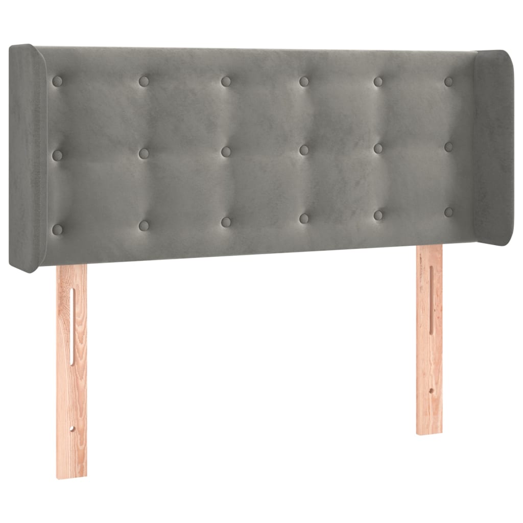 vidaXL Zagłówek do łóżka z LED, jasnoszary, 83x16x78/88 cm, aksamit