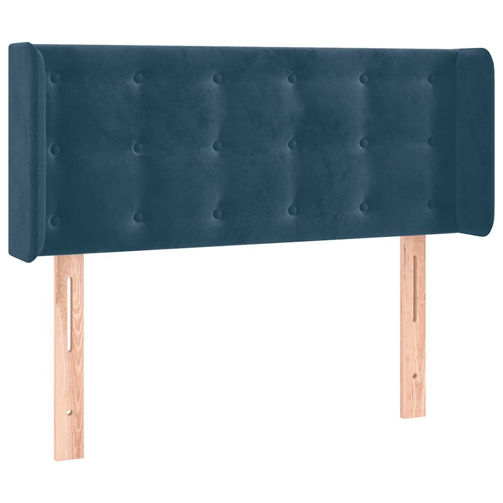 vidaXL Zagłówek do łóżka z LED, ciemnoniebieski 83x16x78/88cm, aksamit