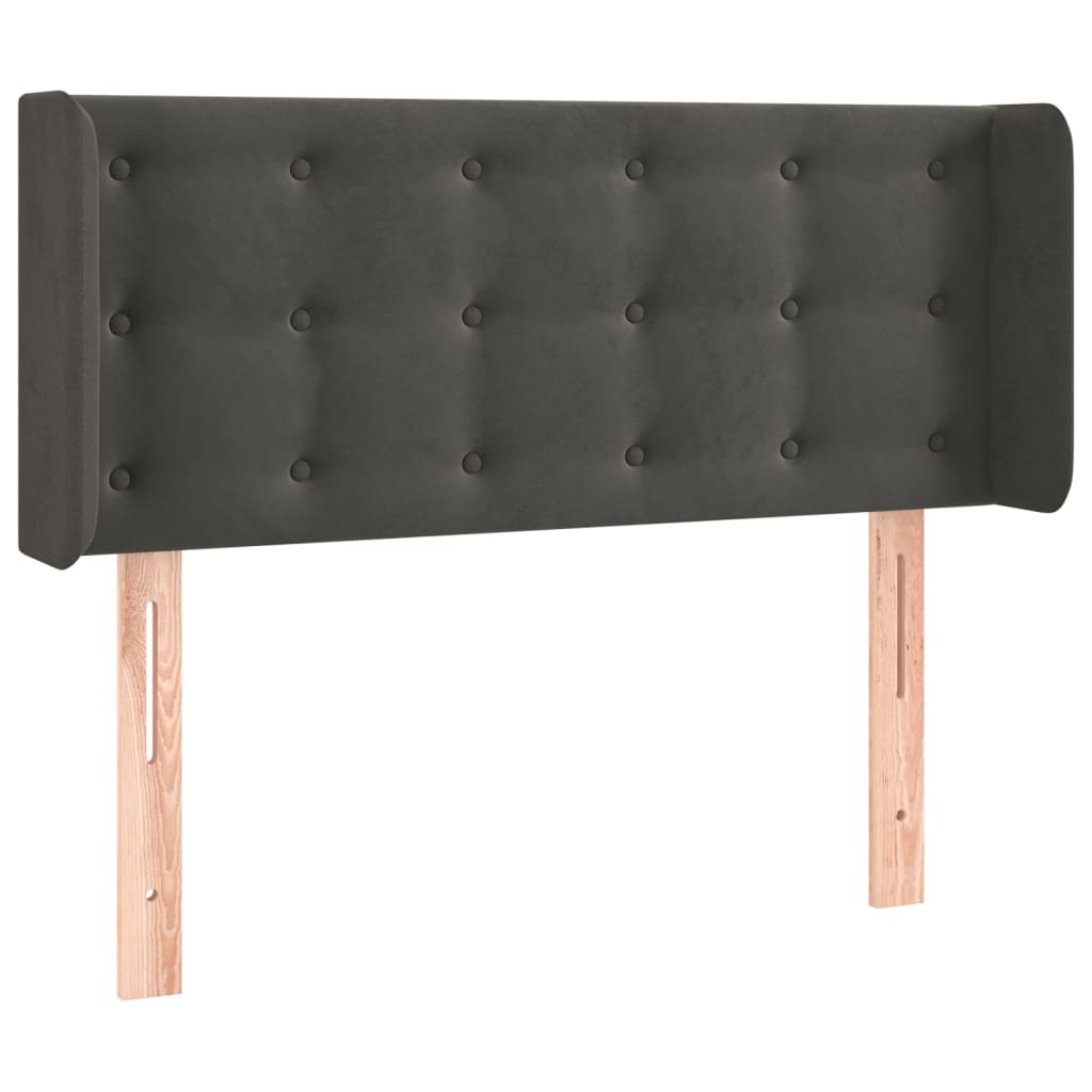 vidaXL Zagłówek do łóżka z LED, ciemnoszary, 103x16x78/88 cm, aksamit