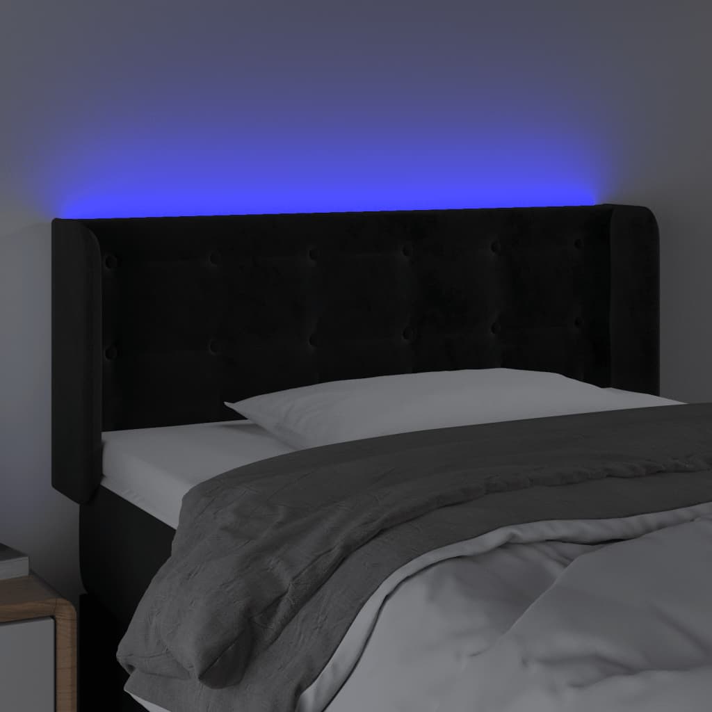vidaXL Zagłówek do łóżka z LED, czarny, 103x16x78/88 cm, aksamit