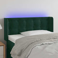 vidaXL Zagłówek do łóżka z LED, ciemnozielony, 103x16x78/88cm, aksamit