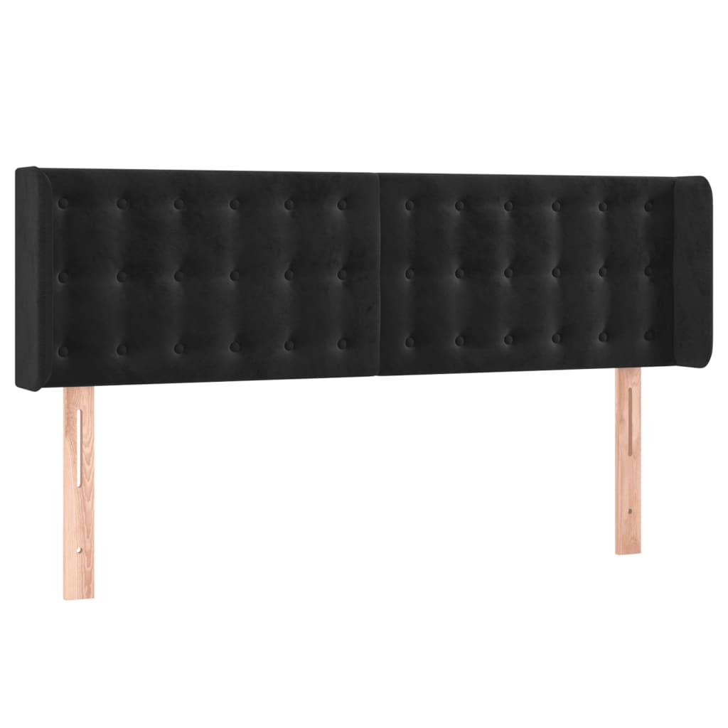 vidaXL Zagłówek do łóżka z LED, czarny, 147x16x78/88 cm, aksamit