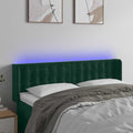 vidaXL Zagłówek do łóżka z LED, ciemnozielony, 147x16x78/88cm, aksamit