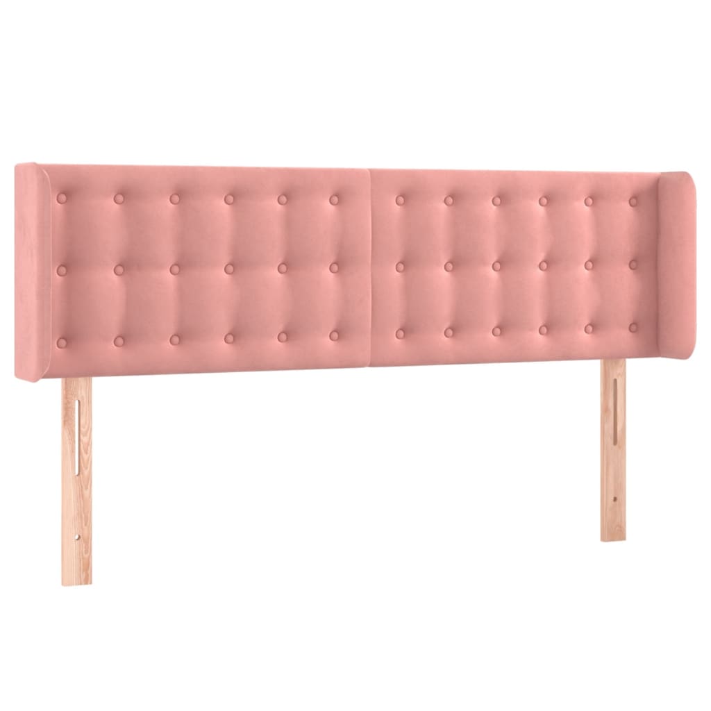 vidaXL Zagłówek do łóżka z LED, różowy, 147x16x78/88 cm, aksamit