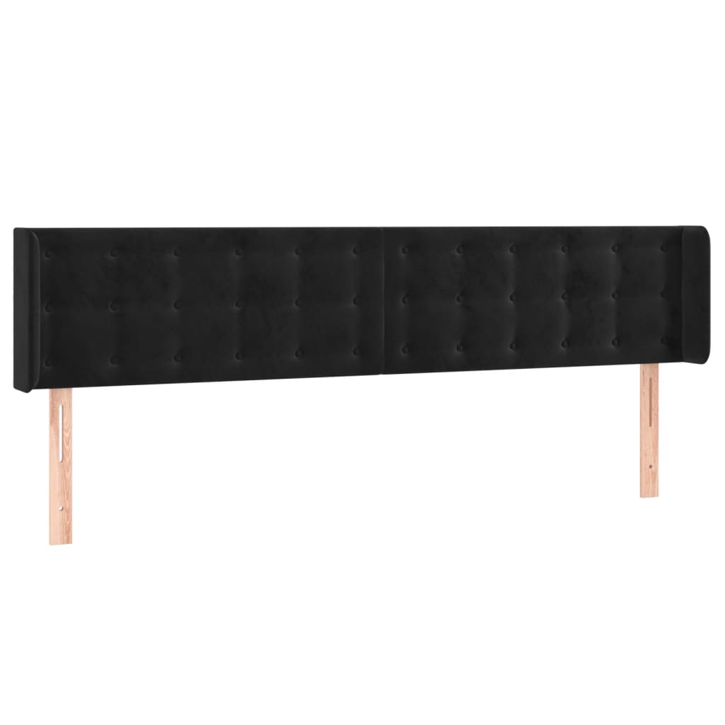 vidaXL Zagłówek do łóżka z LED, czarny, 163x16x78/88 cm, aksamit
