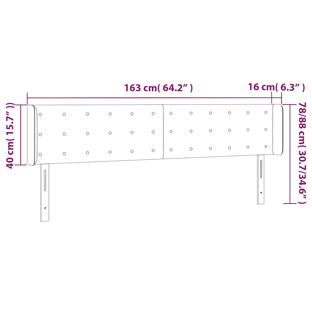 vidaXL Zagłówek do łóżka z LED, ciemnozielony, 163x16x78/88cm, aksamit
