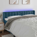 vidaXL Zagłówek do łóżka z LED ciemnoniebieski 163x16x78/88 cm aksamit