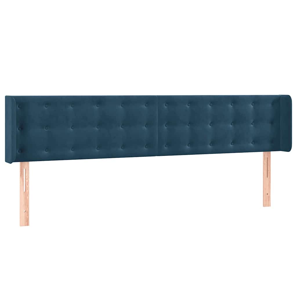 vidaXL Zagłówek do łóżka z LED ciemnoniebieski 183x16x78/88 cm aksamit