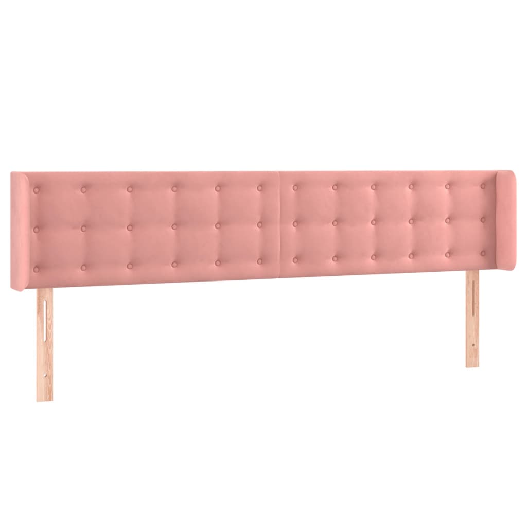 vidaXL Zagłówek do łóżka z LED, różowy, 183x16x78/88 cm, aksamit