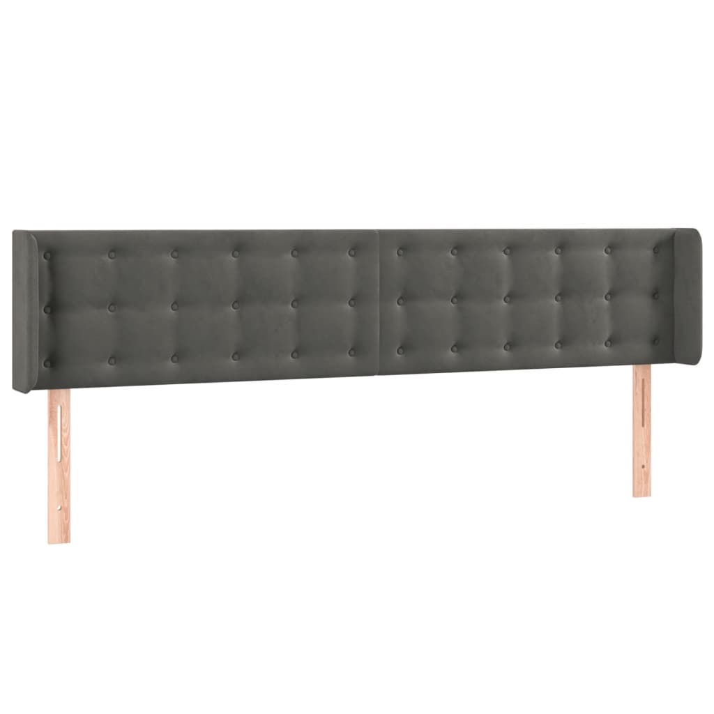 vidaXL Zagłówek do łóżka z LED, ciemnoszary, 203x16x78/88 cm, aksamit