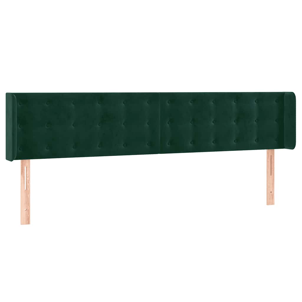 vidaXL Zagłówek do łóżka z LED, ciemnozielony, 203x16x78/88cm, aksamit