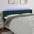 vidaXL Zagłówek do łóżka z LED, ciemnozielony, 203x16x78/88cm, aksamit