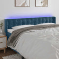vidaXL Zagłówek do łóżka z LED ciemnoniebieski 203x16x78/88 cm aksamit