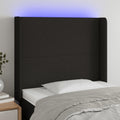 vidaXL Zagłówek do łóżka z LED, czarny, 83x16x118/128 cm, tkanina