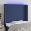 vidaXL Zagłówek do łóżka z LED, niebieski, 83x16x118/128 cm, tkanina