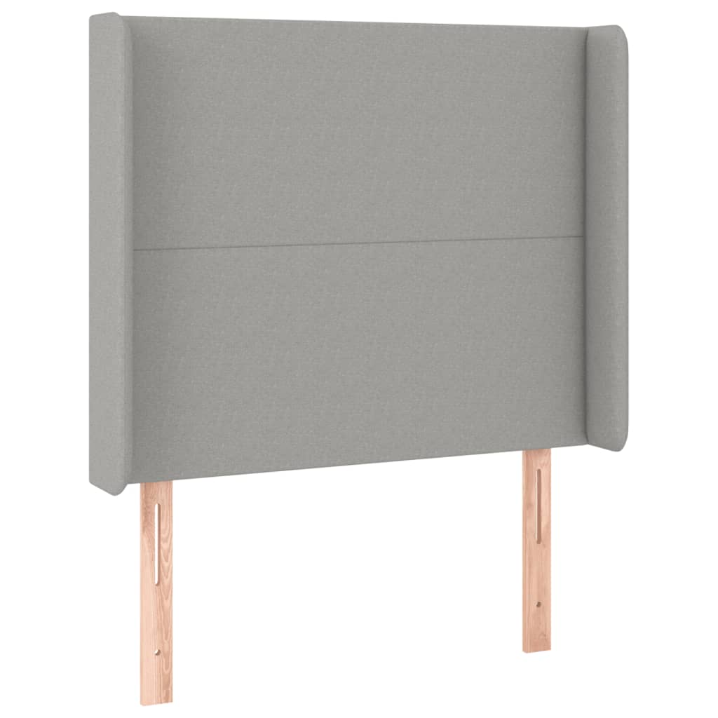 vidaXL Zagłówek do łóżka z LED, jasnoszary, 93x16x118/128 cm, tkanina