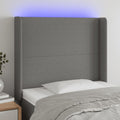 vidaXL Zagłówek do łóżka z LED, czarny, 103x16x118/128 cm, tkanina