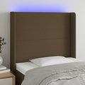 vidaXL Zagłówek do łóżka z LED ciemnobrązowy 103x16x118/128 cm tkanina
