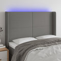 vidaXL Zagłówek do łóżka z LED, ciemnoszary, 147x16x118/128cm, tkanina